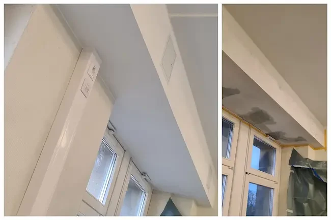 Trockenbau bei Vivantes streichen, Vorher/Nachher