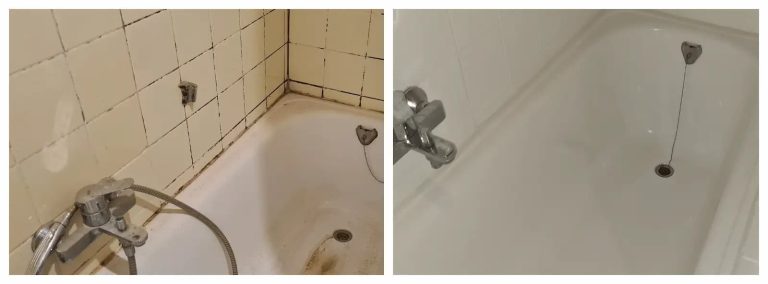 Lackieren einer Badewanne-Vorher-Nachher